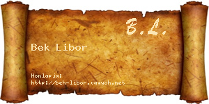 Bek Libor névjegykártya